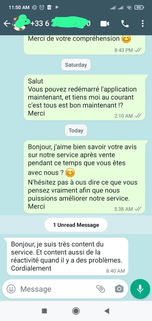 Avis client IPTV OTT France — témoignage WhatsApp