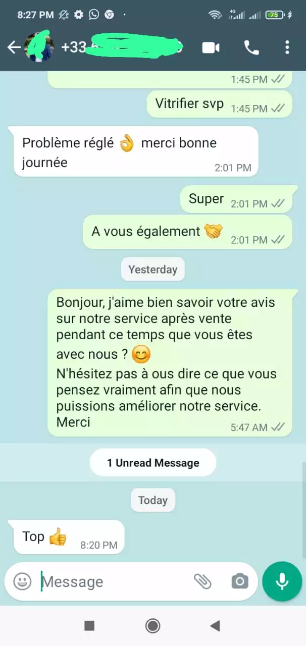 Avis client IPTV OTT France — témoignage WhatsApp